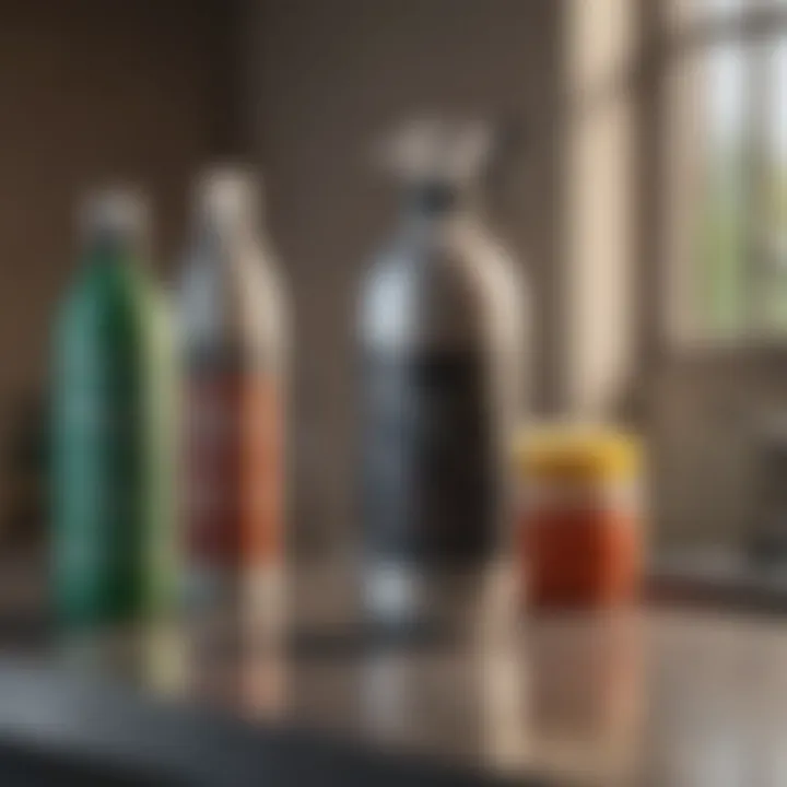 Collection of cleaning products suitable for stainless steel