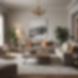 A pristine living room with organized furniture and polished surfaces