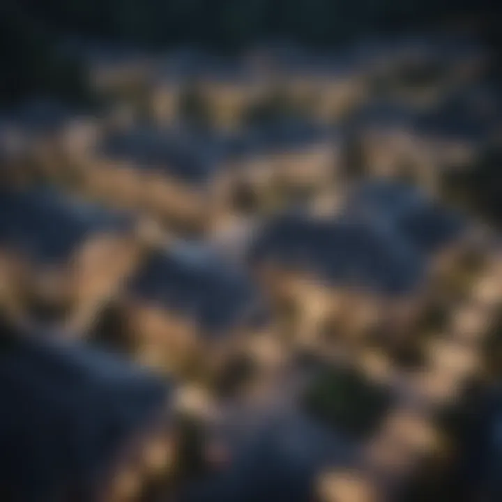 Aerial view of an upscale residential area in Atlanta highlighting stunning homes