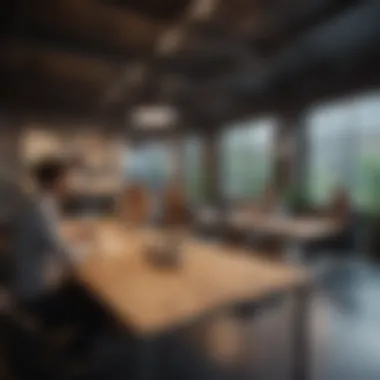 Collaborative Work Environment Young professionals networking in a modern coworking space