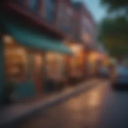 A vibrant street scene showcasing local shops and cafes in Austin