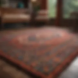 A pristine large wool area rug showcasing intricate patterns and vibrant colors