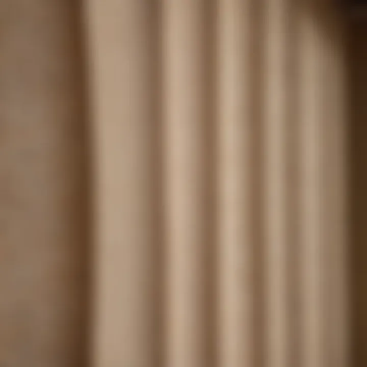 Close-up of fabric blinds with dust particles