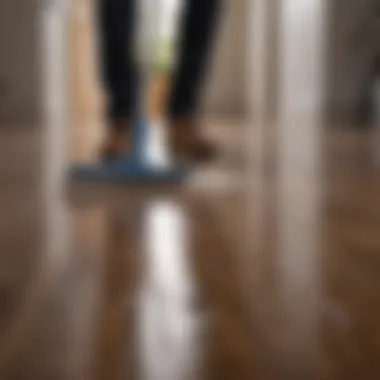 A person using a mop on laminate floors