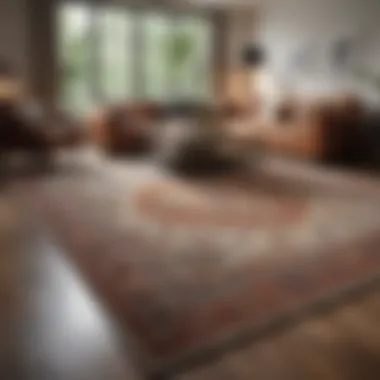 Revitalized Beauty: A Cleaned Area Rug in a Stylish Space Showcase of a beautifully cleaned area rug in a living room setting