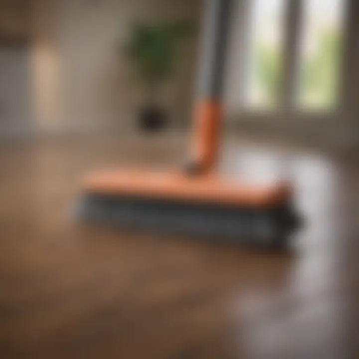 Demonstration of proper cleaning tools for laminate maintenance