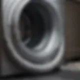 Close-up of lint buildup in a dryer hose