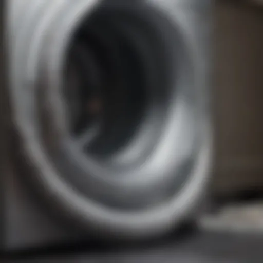 Close-up of lint buildup in a dryer hose