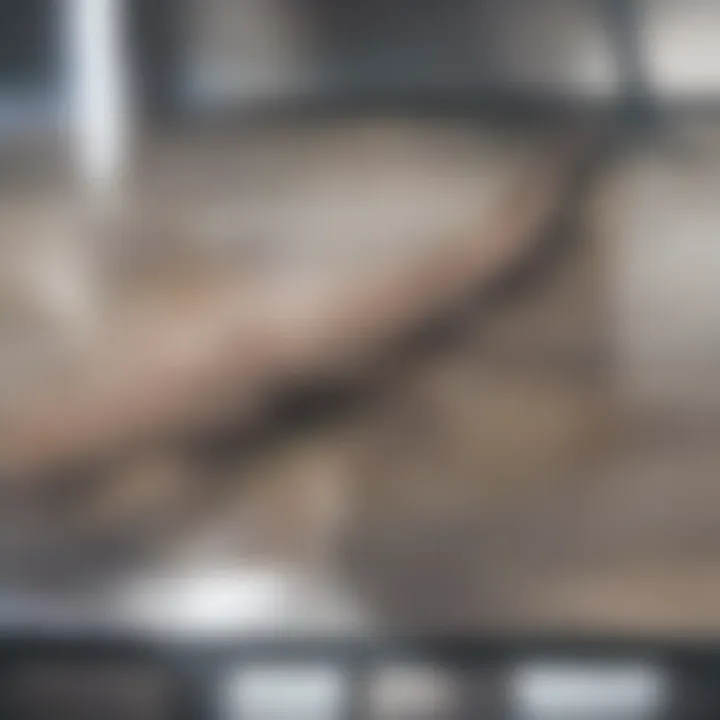 Close-up of a steam mop head on laminate flooring