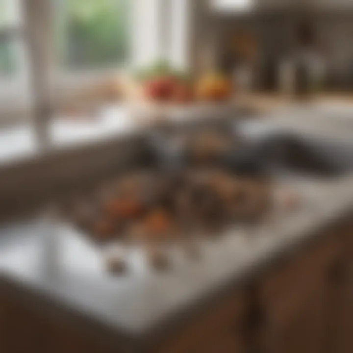 Composting tools neatly arranged on a kitchen countertop