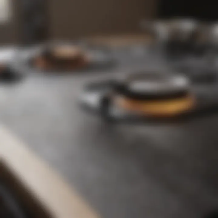 Detailed view of different stove top surfaces