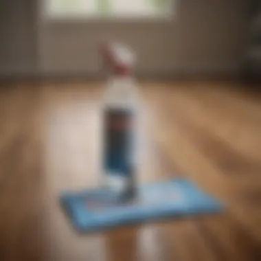 A spray bottle and mop ready for laminate floor maintenance