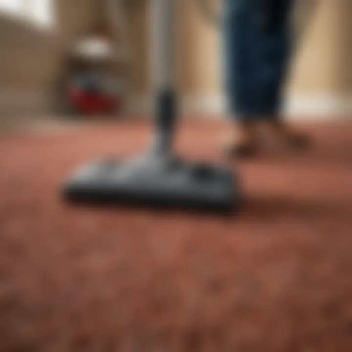 An area carpet being vacuumed thoroughly