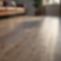 Close-up of pristine laminate flooring with sunlight reflecting off its surface