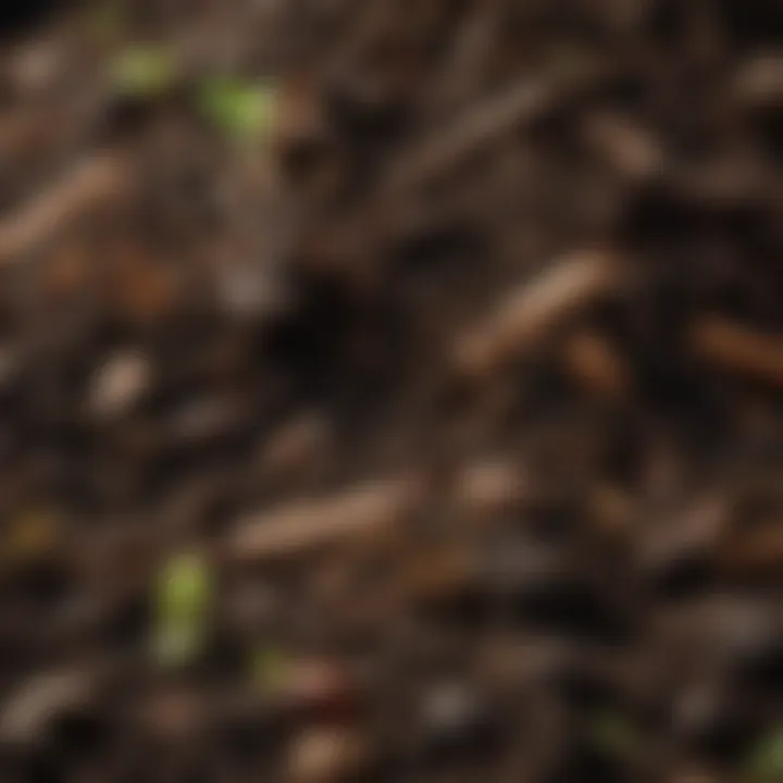 A thriving compost pile with rich, dark compost ready for use