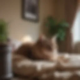Cozy cat nook with plush bedding and toys