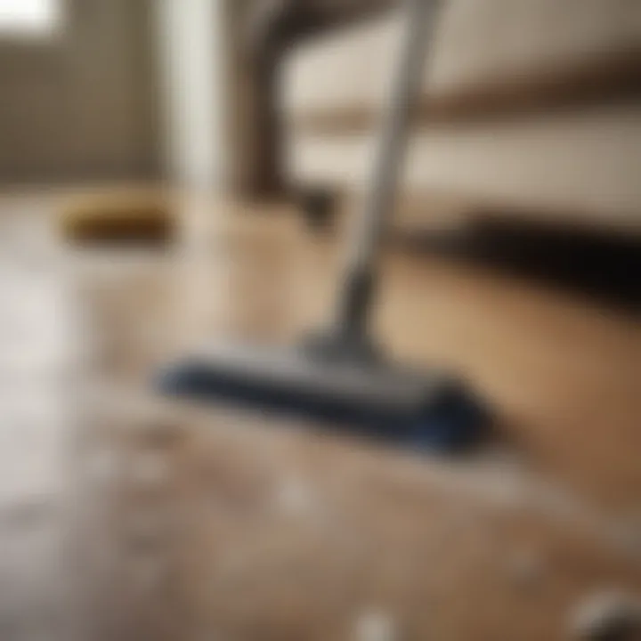 Tools and solutions for cleaning wool rugs displayed on a surface