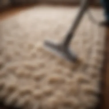 Detailed view of a wool rug being cleaned with gentle techniques