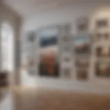 A beautifully arranged gallery wall showcasing various art styles
