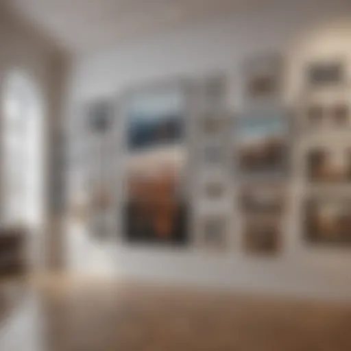 A beautifully arranged gallery wall showcasing various art styles
