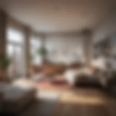 Apartment Space Utilization Comparison Comparison of studio and one-bedroom apartments emphasizing space utilization.