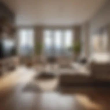 Spacious One-Bedroom Apartment Layout Spacious one-bedroom apartment with distinct living areas.