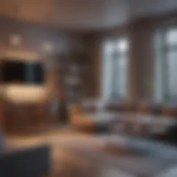Cozy studio apartment interior showcasing multifunctional furniture.