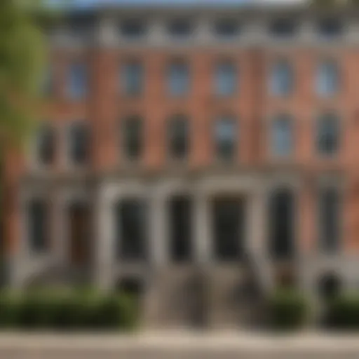 Elegant facade of a historic townhouse in Dupont Circle showcasing intricate architectural details.