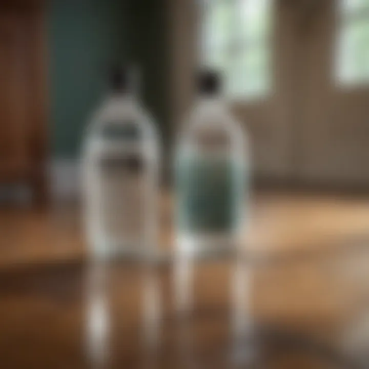 Disinfecting solution on hardwood surface