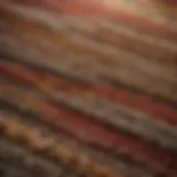 Close-up of a carpet fabric showing different fiber types