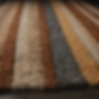 An array of different rug fibers displayed for comparison.