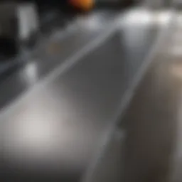 Polished stainless steel surface gleaming under light
