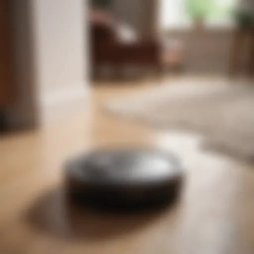 High-tech robotic vacuum cleaner navigating a living room