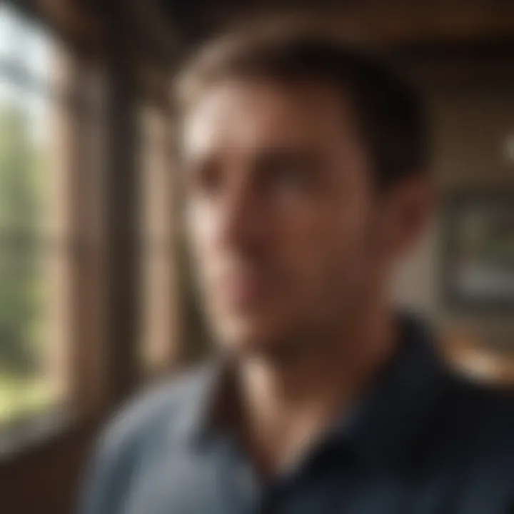An individual reflecting on their emotional state before moving