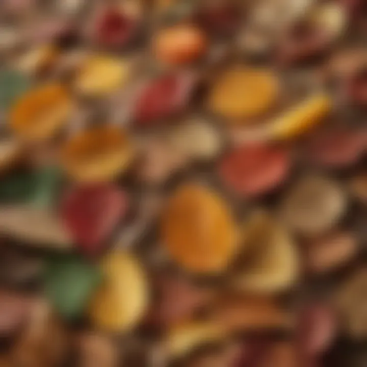 A close-up of various compostable materials like fruit peels and dry leaves