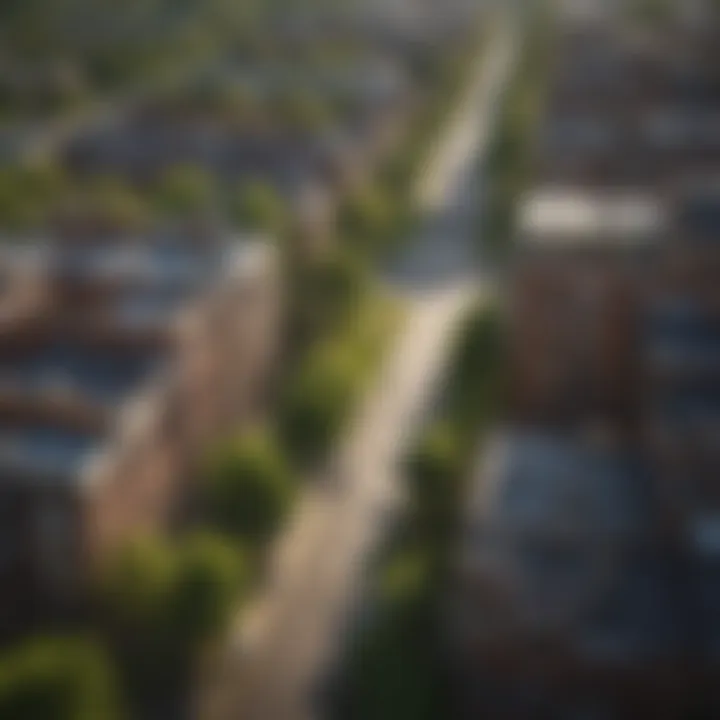 Panoramic view of Columbia Heights with green spaces