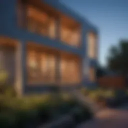 A beautifully designed apartment facade showcasing modern architecture in North Oak Cliff.