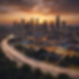 A stunning view of the Atlanta skyline at sunset