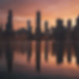 The majestic skyline of Chicago showcasing iconic skyscrapers against a sunset backdrop.