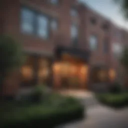 Exterior view of a stylish DC townhome showcasing brick architecture