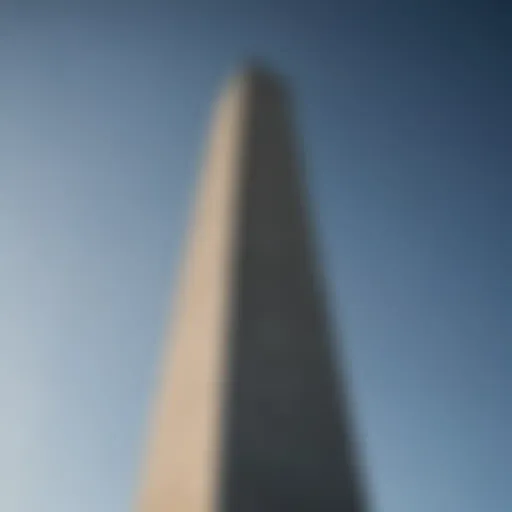 The iconic silhouette of the Washington Monument against a clear blue sky