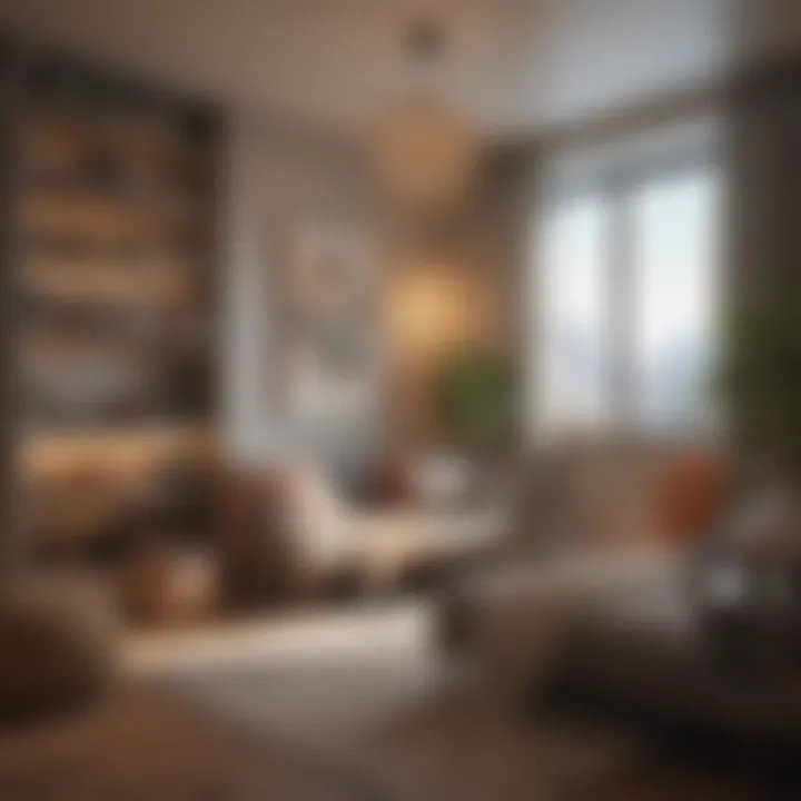 Cozy reading nook in a one-bedroom apartment designed for comfort and aesthetics.