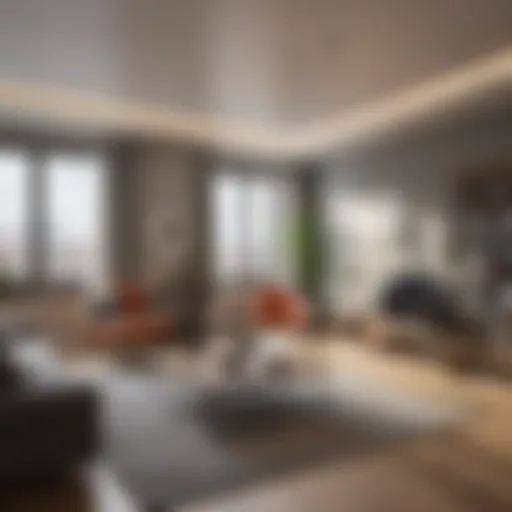 Stylish one-bedroom apartment interior showcasing space optimization techniques.