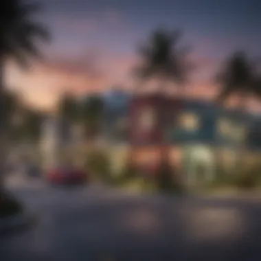 Vibrant Neighborhood in Miami Vibrant Miami neighborhood with townhouses