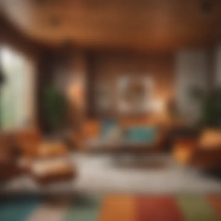 A vibrant color palette inspired by mid-century decor featuring earthy tones and bold accents