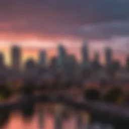 A stunning view of Philadelphia's skyline at dusk with vibrant colors