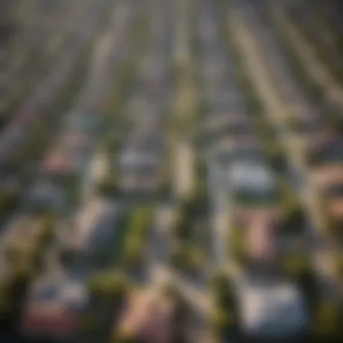 Aerial view of a vibrant San Antonio neighborhood showcasing parks and open spaces