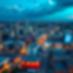 Aerial view of a bustling real estate market
