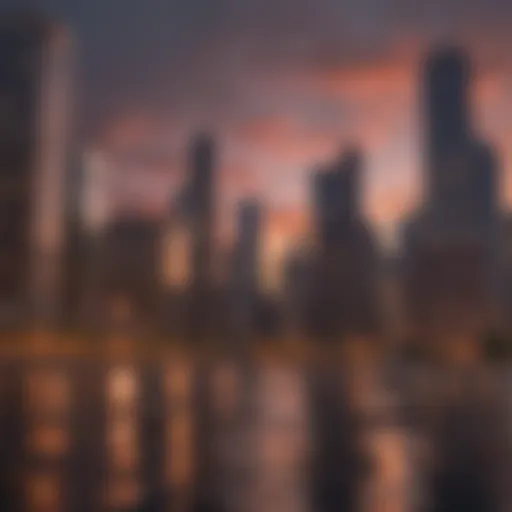 A stunning view of Chicago's skyline at sunset showcasing architectural diversity.