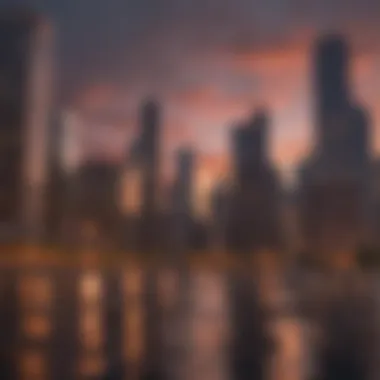 Chicago Skyline at Sunset A stunning view of Chicago's skyline at sunset showcasing architectural diversity.